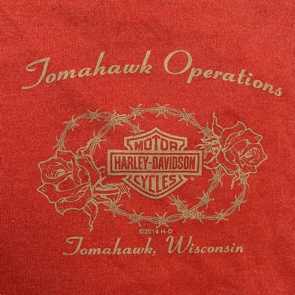 Harley-Davidson Coral V-Neck T-Shirt Tomahawk Wisconsin Graphic Printed Medium - Picture 13 of 16